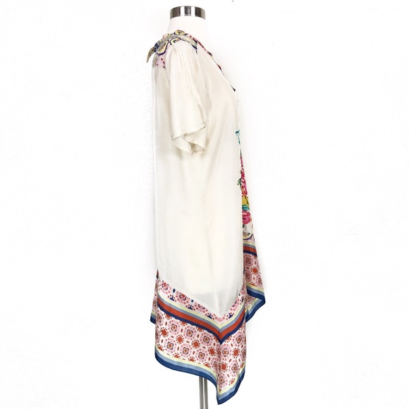 Johnny Was Silk Floral Asymmetric Tunic Blouse - Picture 4 of 8